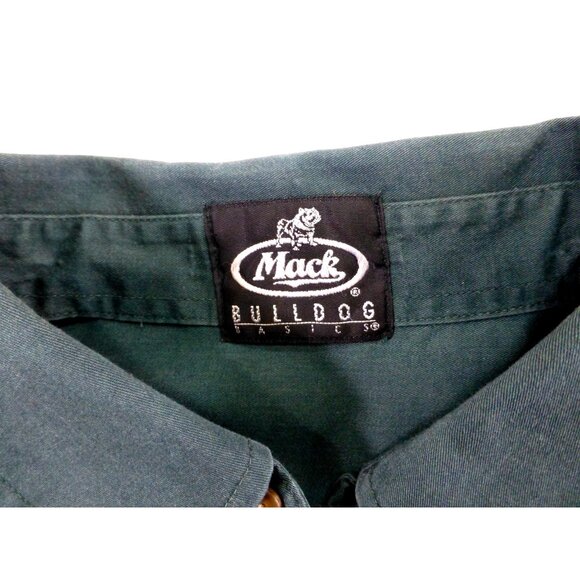 Mack Trucks Bulldog Diesel Trucker Basics Mens Button-Down Shirt Green Lrg - Picture 3 of 7